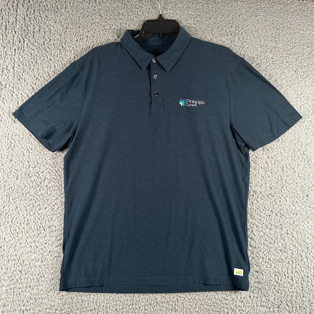 Vuori Strato Tech Polo Shirt Men's L Blue Knit Stretch Casual Performance Golf